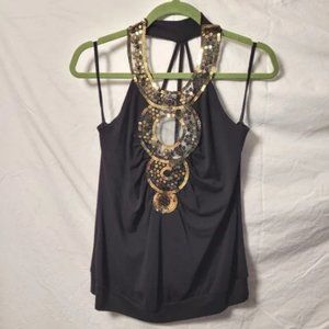 Body Central Black and Gold Sequin Top- LG